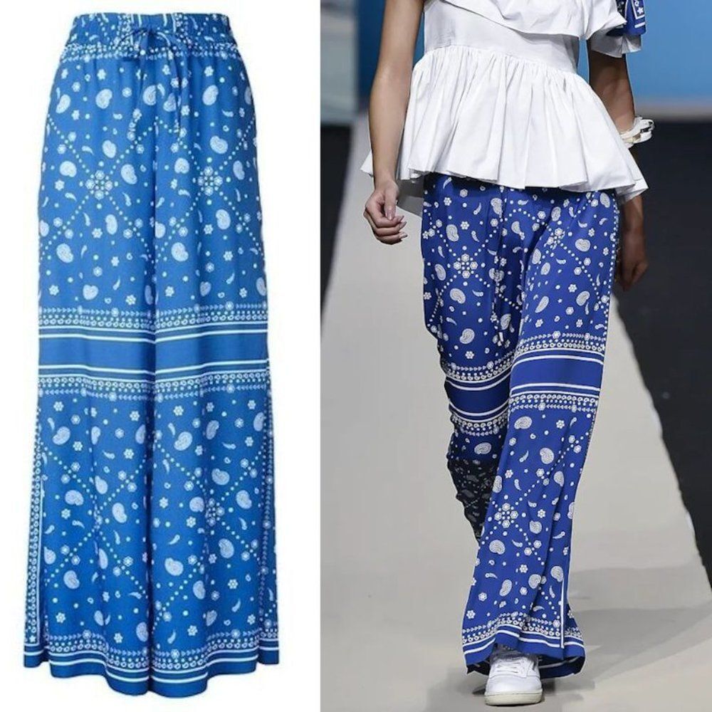 Fleamadonna 2017 High Waisted Trousers Wide Leg Pants Paisley Print Size Small